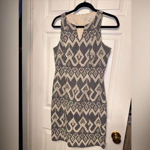 Katherine Kelly Womens Size 6  Dress Fit Flare Ivory Navy/chambray Classic